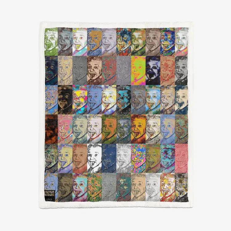 50"x60" Double-sided super soft plush blanket - Encore - Albert Einstein Printy6