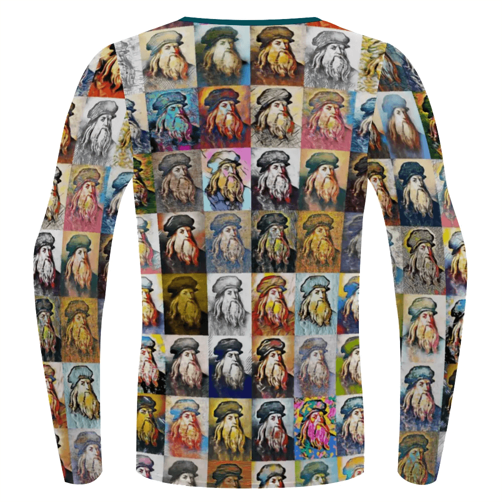 Stretchable long sleeve tee- School of painting - Leonardo Da Vinci ThisNew
