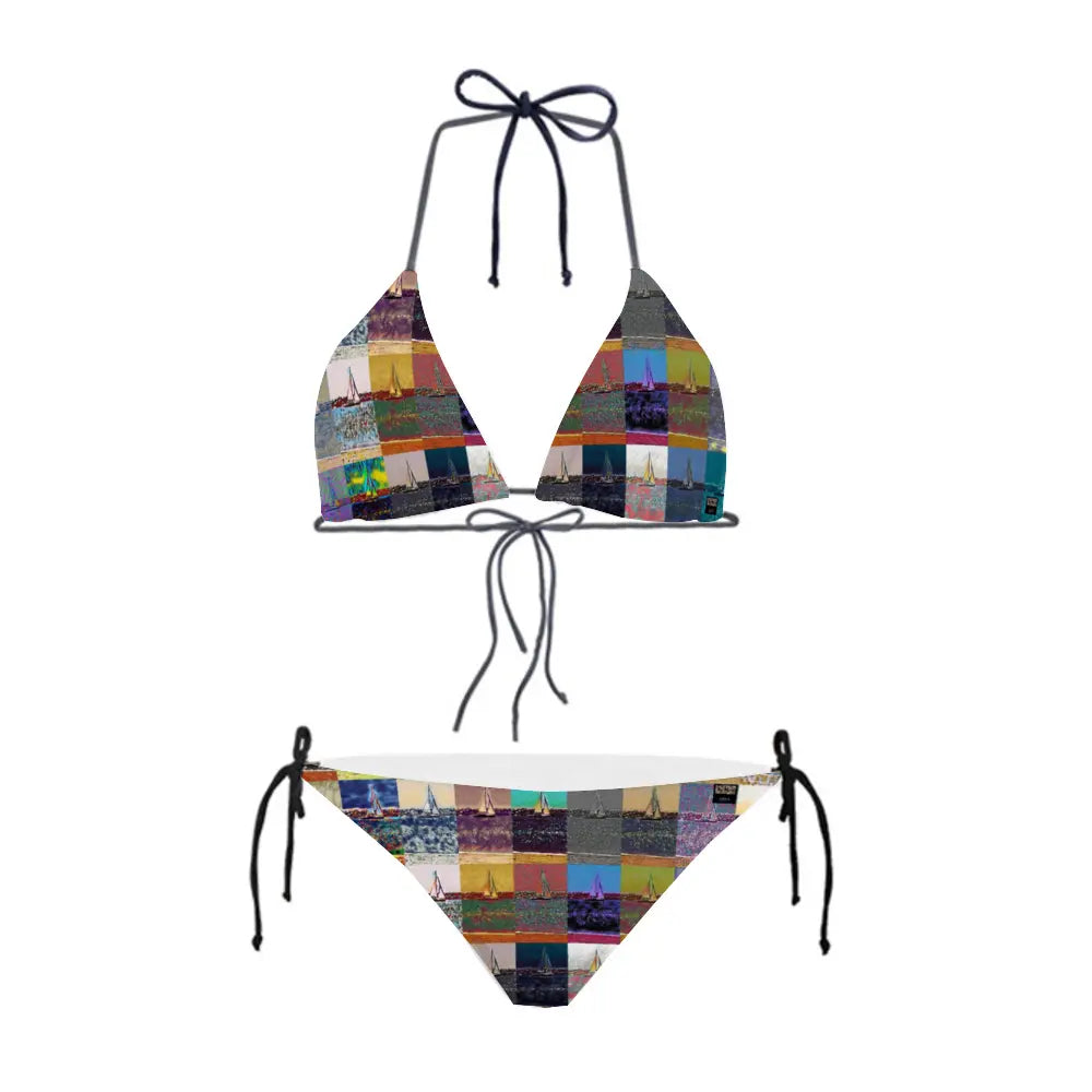 Two-piece bikini swimsuit with black Straps - The show must go on - Marina del Rey ThisNew