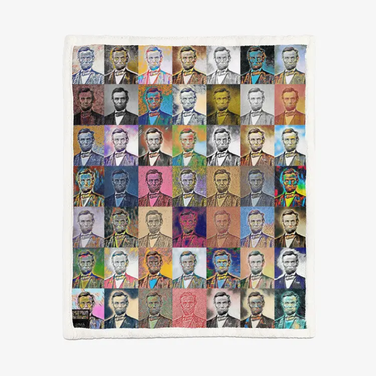 50"x60" Double-sided super soft plush blanket - Encore - Abraham Lincoln Printy6