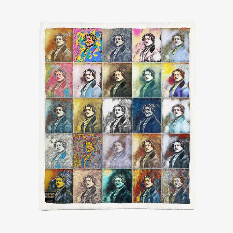 50"x60" Double-sided super soft plush blanket - School of painting - Eugene Delacroix Printy6
