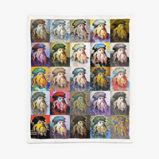 50"x60" Double-sided super soft plush blanket - School of painting - Leonardo Da Vinci Printy6