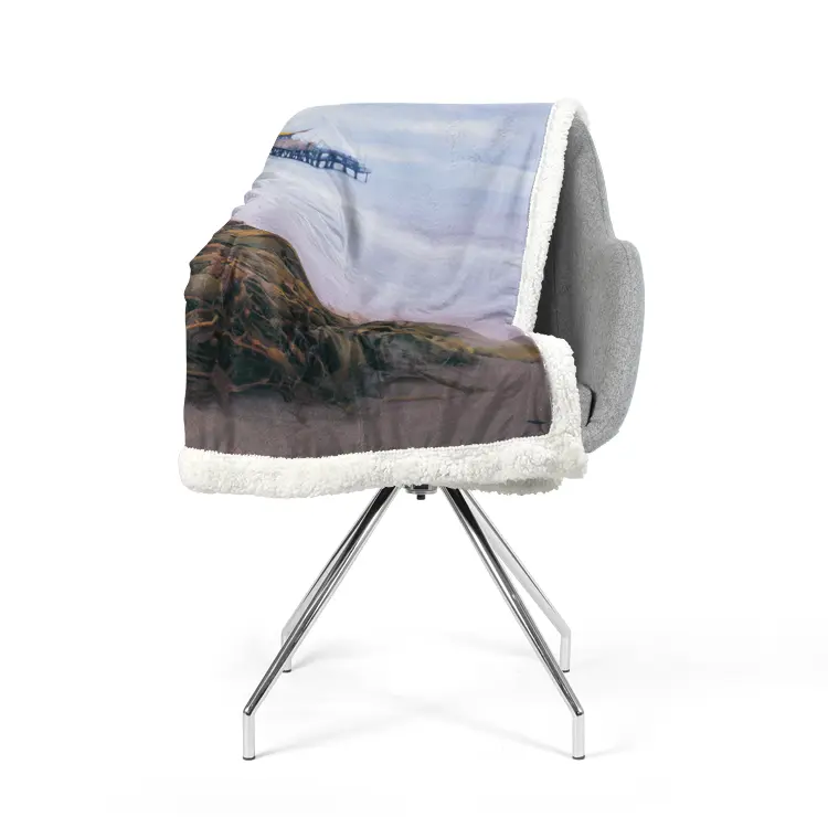 60"x78" Double-Sided Super Soft Plush Blanket - Thagmatography - Landscape 101 - Santa Monica beach Printy6