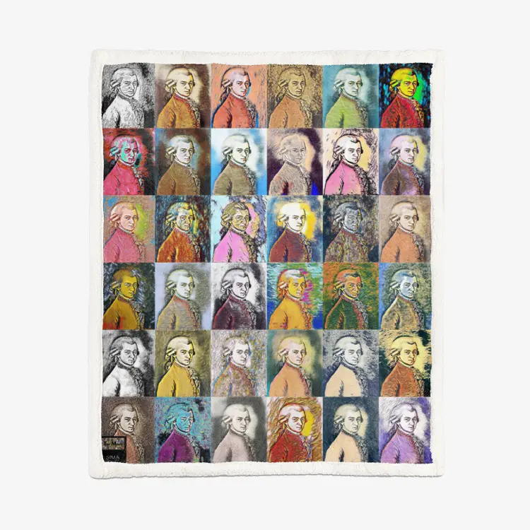 60"x78" Double-sided super soft plush blanket - Encore - Amadeus Mozart Printy6