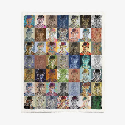60"x78" Double-sided super soft plush blanket - Encore - Charlie Chaplin Printy6