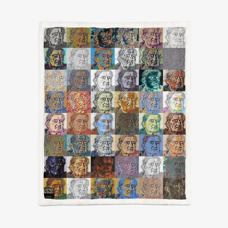 60"x78" Double-sided super soft plush blanket - Encore - Joseph Albers Printy6