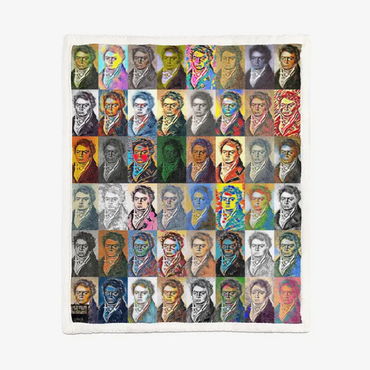 60"x78" Double-sided super soft plush blanket - Encore - Ludwig Van Beethoven Printy6