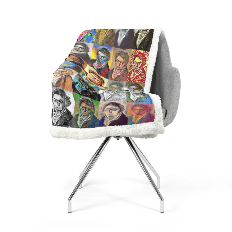 60"x78" Double-sided super soft plush blanket - Encore - Ludwig Van Beethoven Printy6