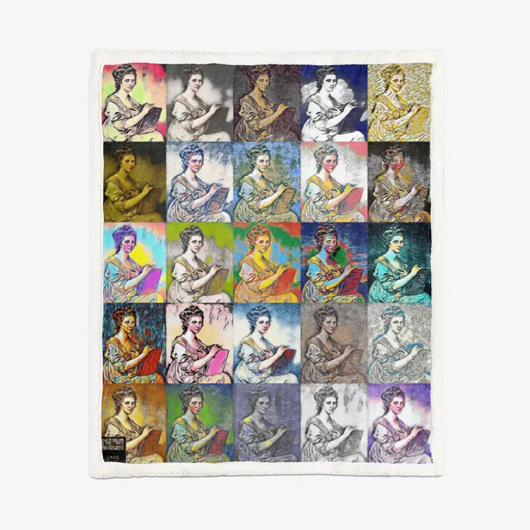 60"x78" Double-sided super soft plush blanket - School of painting - Angelica Kauffman Printy6