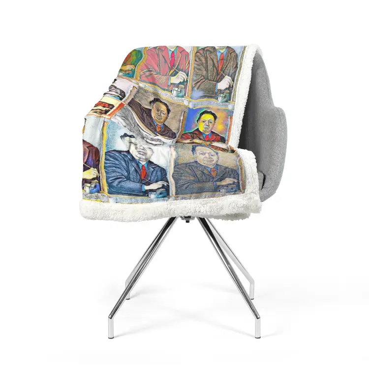 60"x78" Double-sided super soft plush blanket - School of painting - Diego Rivera Printy6