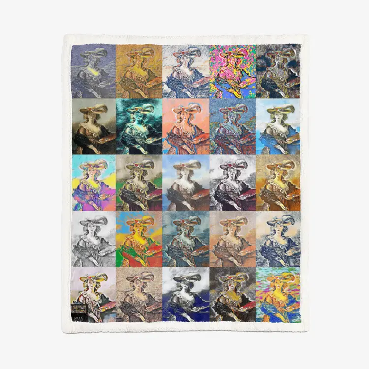60"x78" Double-sided super soft plush blanket - School of painting - Elizabeth Lebrun Printy6