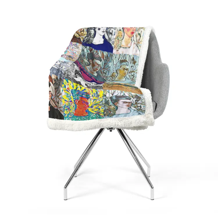 60"x78" Double-sided super soft plush blanket - School of painting - Frida Kahlo Printy6