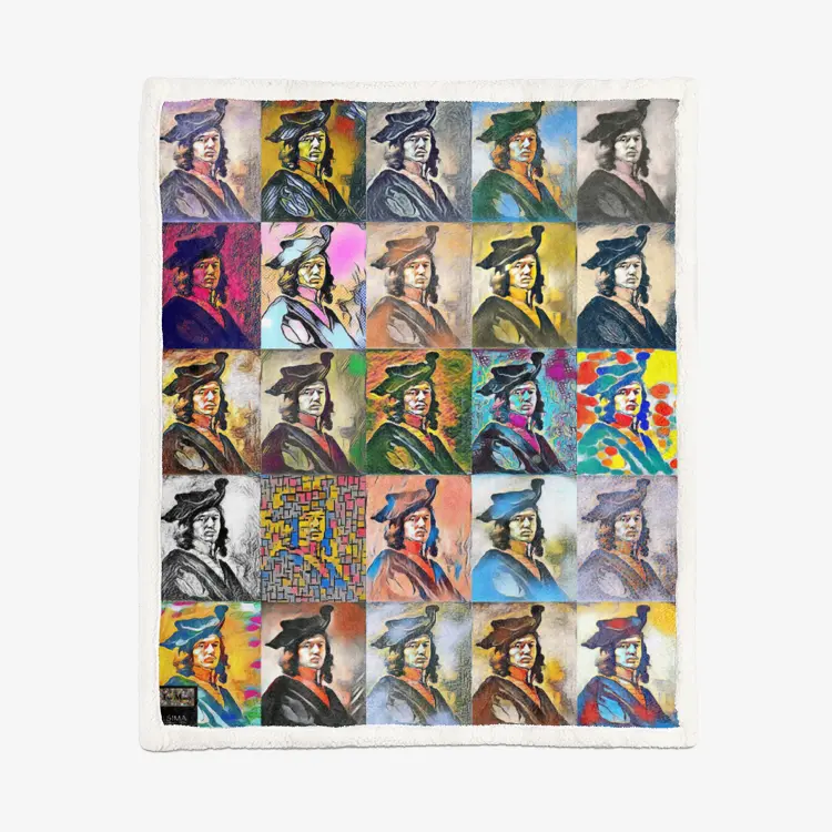 60"x78" Double-sided super soft plush blanket - School of painting - Johannes Vermeer Printy6