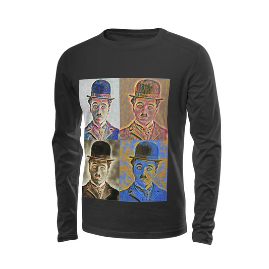 Black long sleeve t-shirt - Encore - Charlie Chaplin Printy6