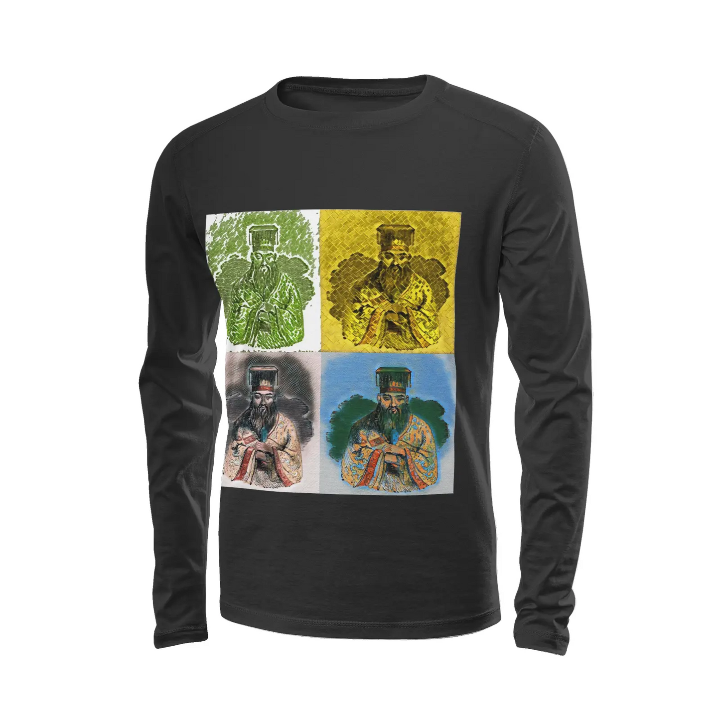 Black long sleeve t-shirt - Encore - Confucius Printy6