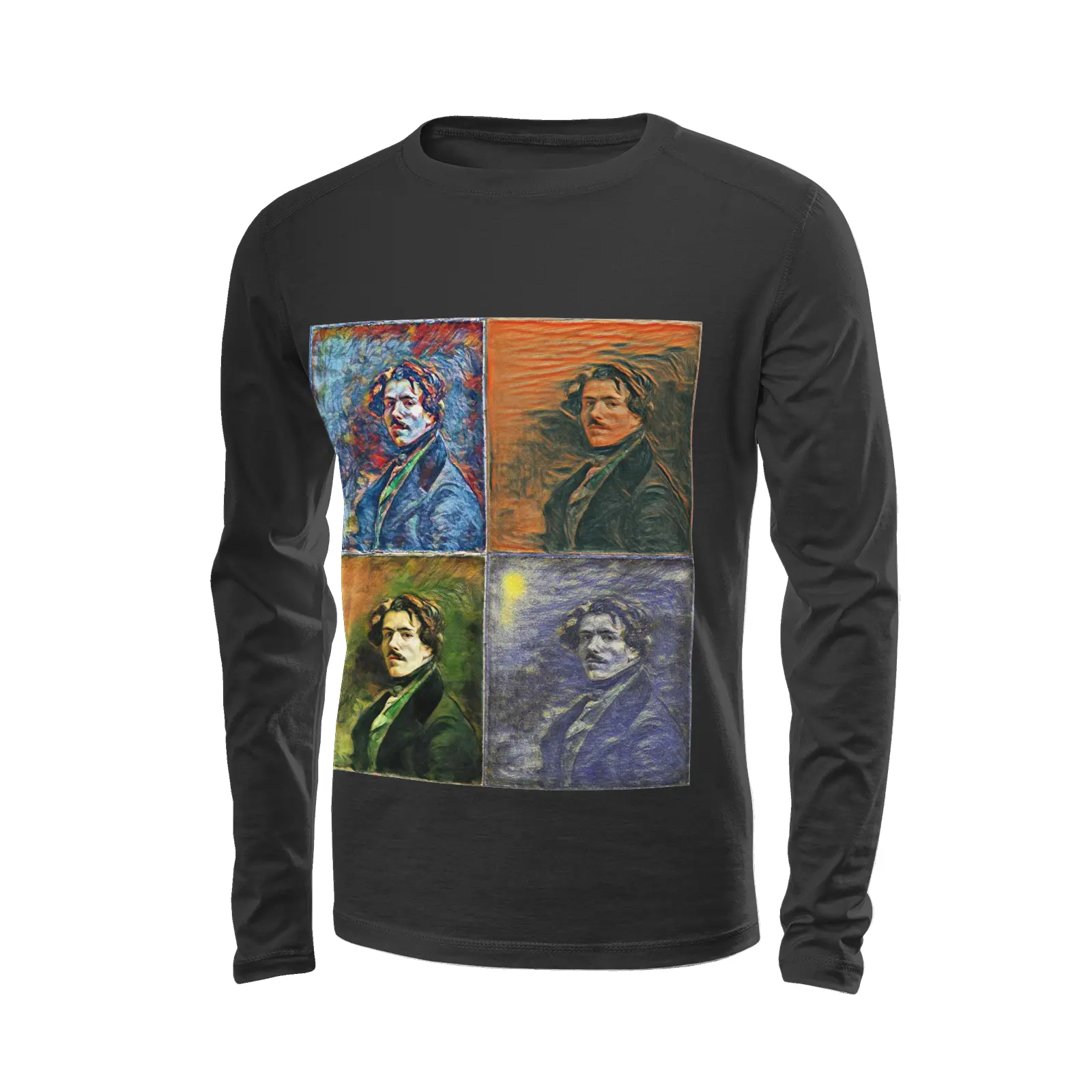Black long sleeve t-shirt - School of painting - Eugene Delacroix Printy6