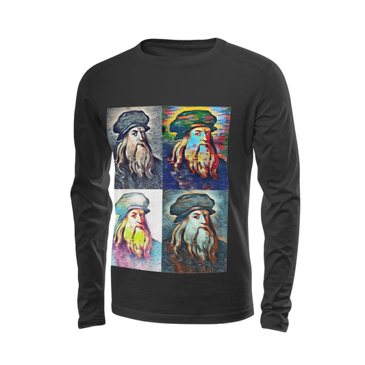 Black long sleeve t-shirt - School of painting - Leonardo Da Vinci Printy6