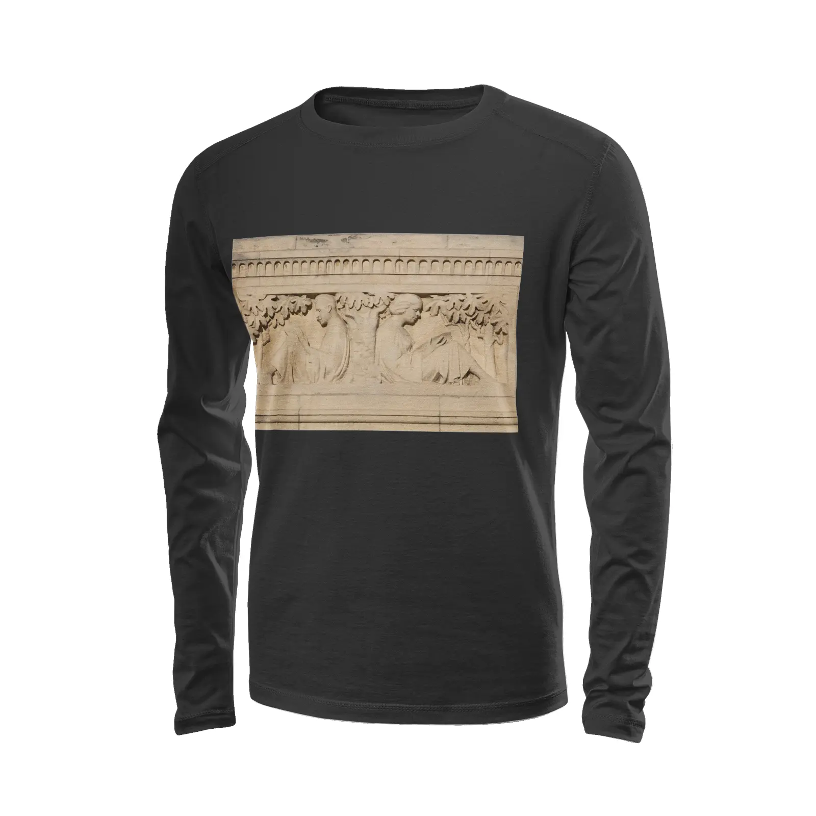 Black long sleeve t-shirt - The architecture of USC (69) Printy6