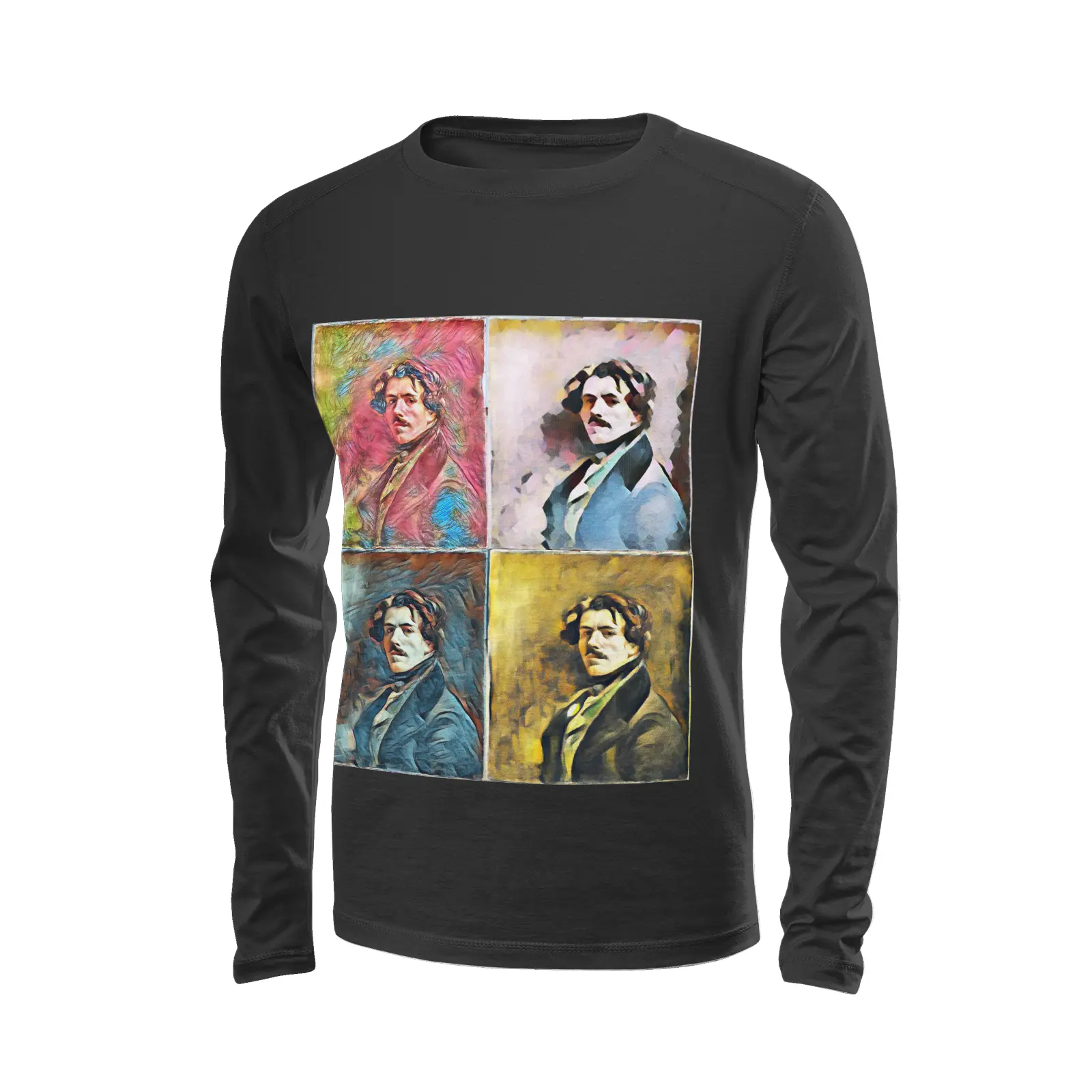 Black long sleeve t-shirt - The prophecy - Eugene Delacroix Printy6