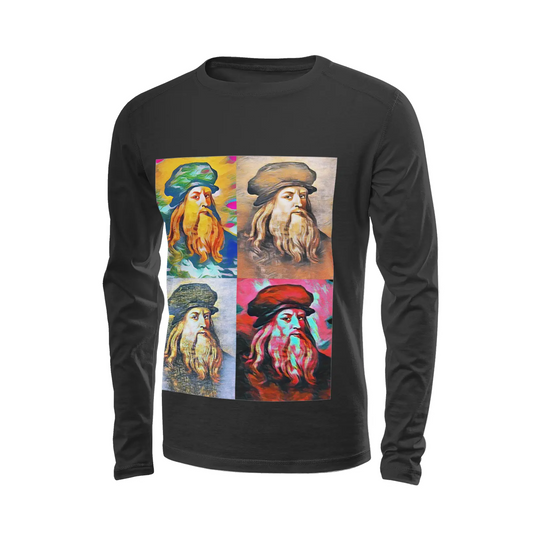 Black long sleeve t-shirt - The prophecy - Leonardo Da Vinci Printy6