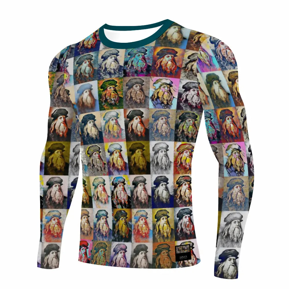 Stretchable long sleeve tee - School of painting - Leonardo Da Vinci ThisNew