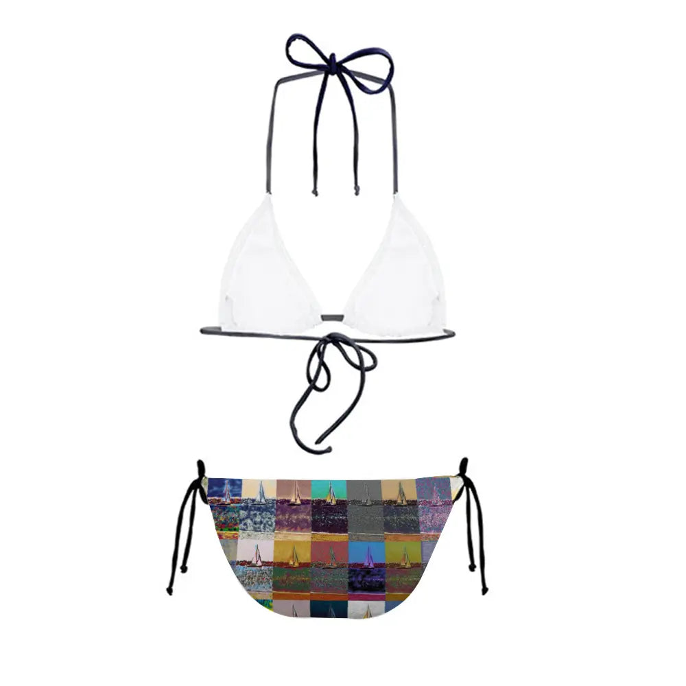 Two-piece  bikini swimsuit with black Straps - The show must go on - Marina del Rey ThisNew