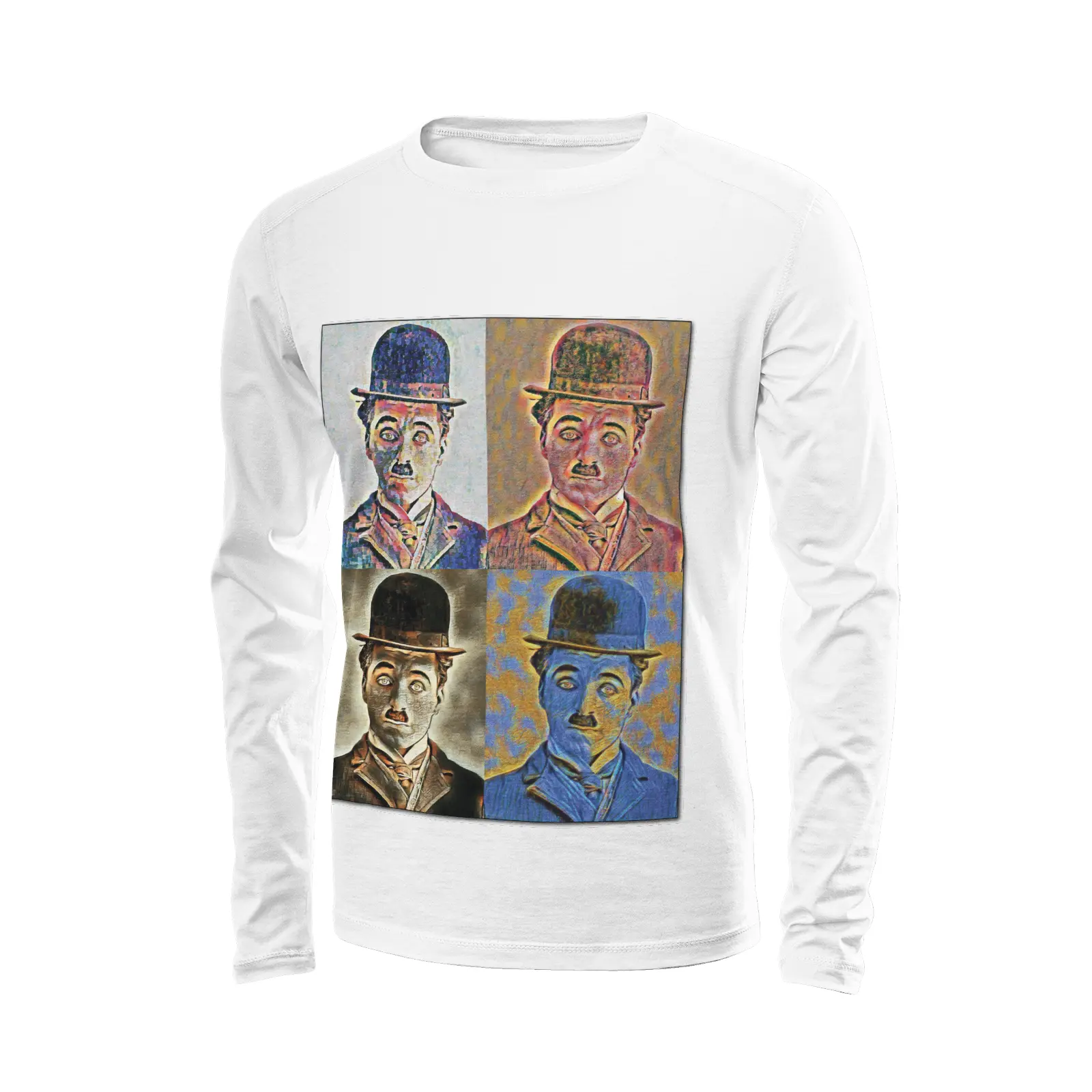 White long sleeve t-shirt - Encore - Charlie Chaplin Printy6