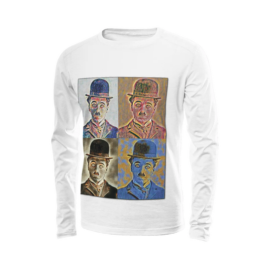 White long sleeve t-shirt - Encore - Charlie Chaplin Printy6