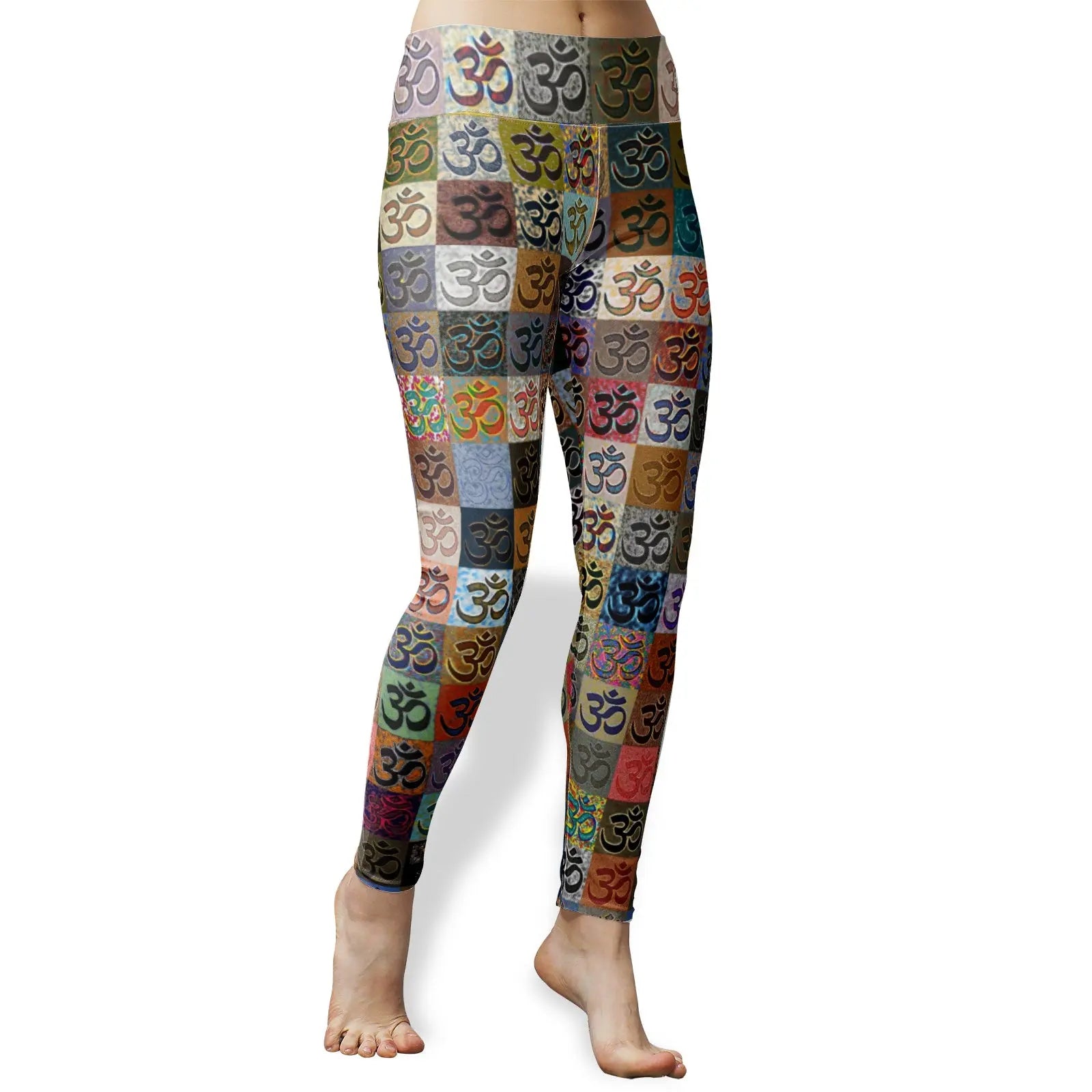 Women's High Waist Yoga Leggings - Encore - Om Printy6