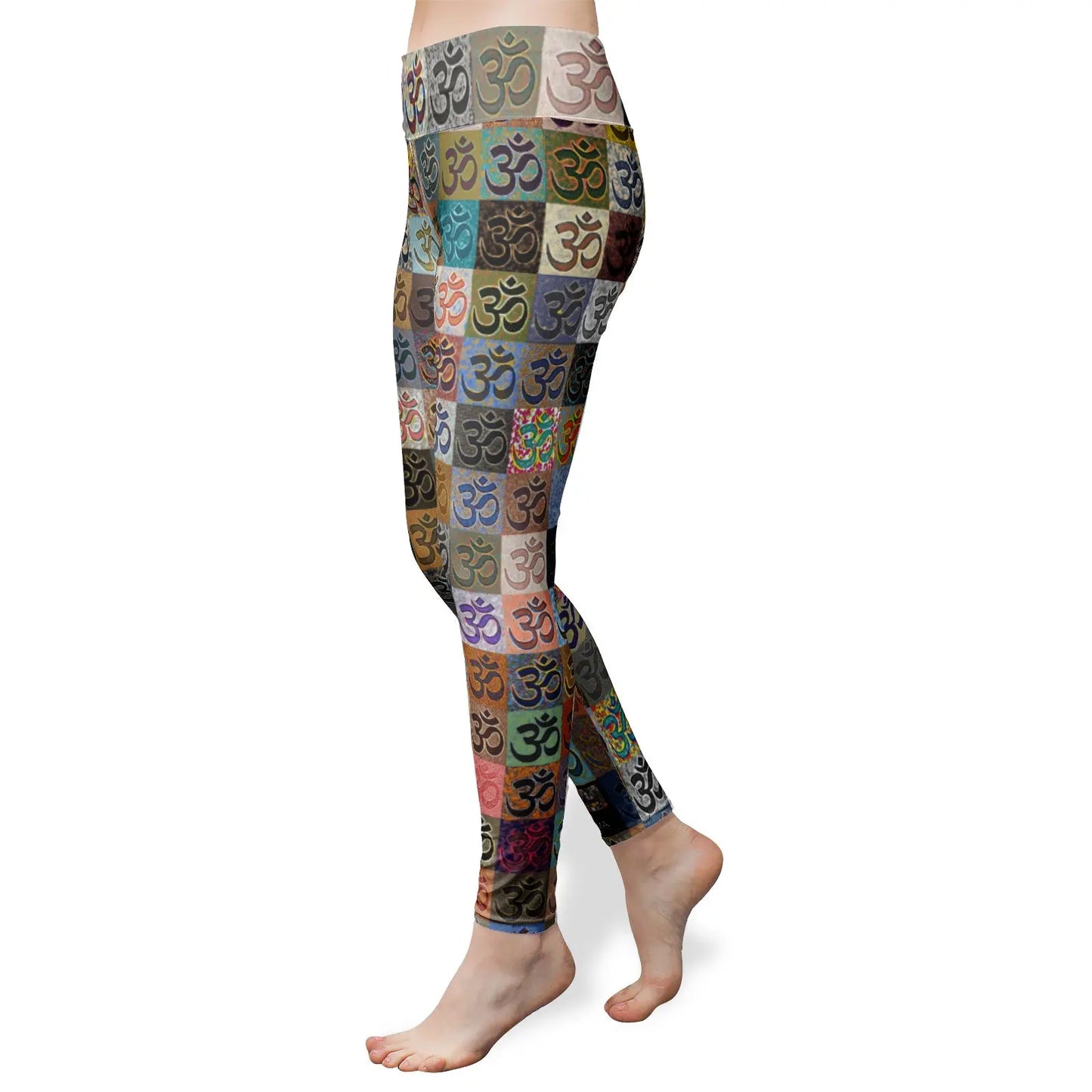 Women's High Waist Yoga Leggings - Encore - Om Printy6